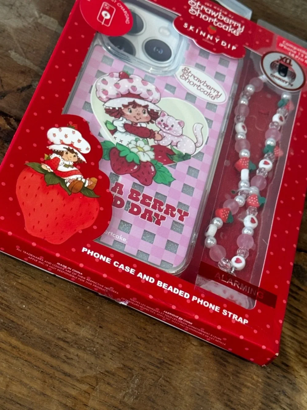 NEW Skinnydip x Strawberry Shortcake Pink Phone Case with Beaded Strap